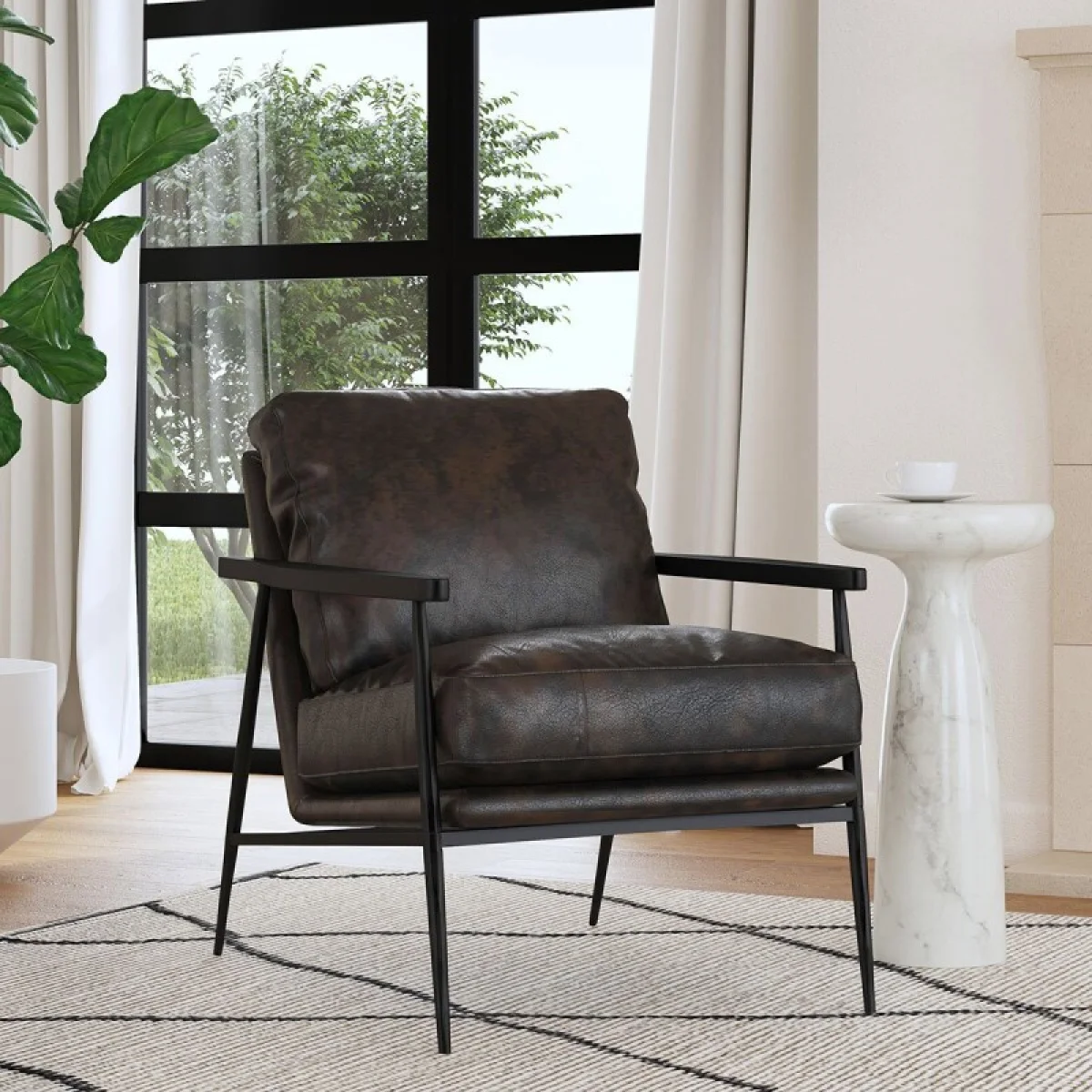 Christopher Leather Club Chair – Jet Black Chairs black 8