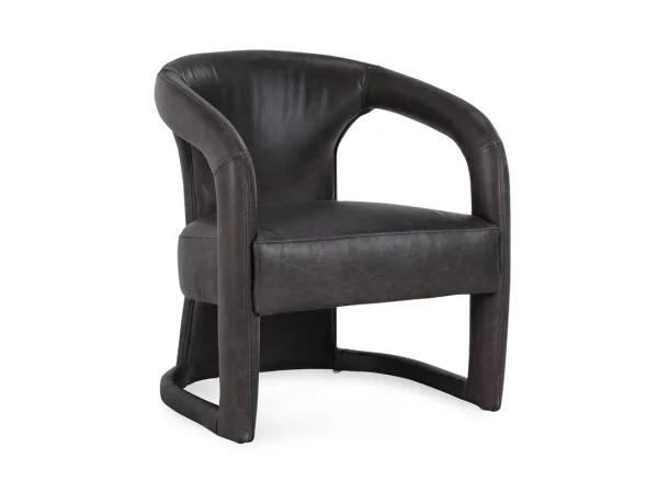 Archie Leather Accent Chair Chairs black