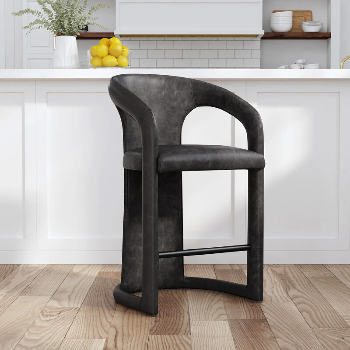 Archie Leather Counter Stool – Charcoal Barstools Barstools 10