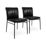 Mayer Leather Dining Chair Set Of 2 Chairs & Benches black 13