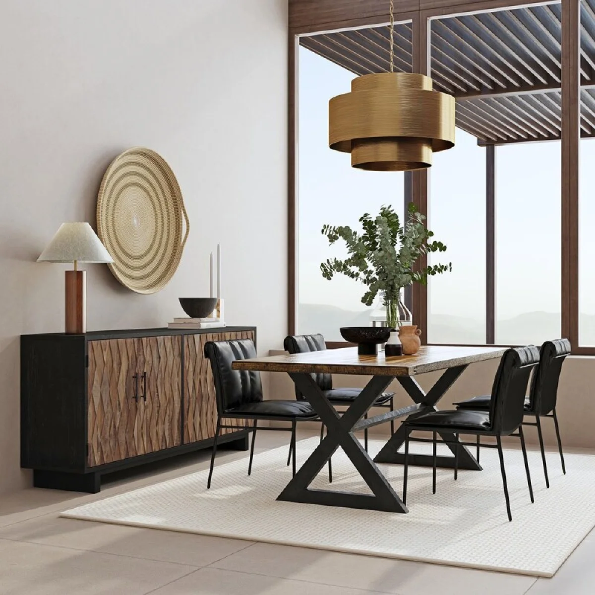 Mayer Leather Dining Chair Set Of 2 Chairs & Benches black 12