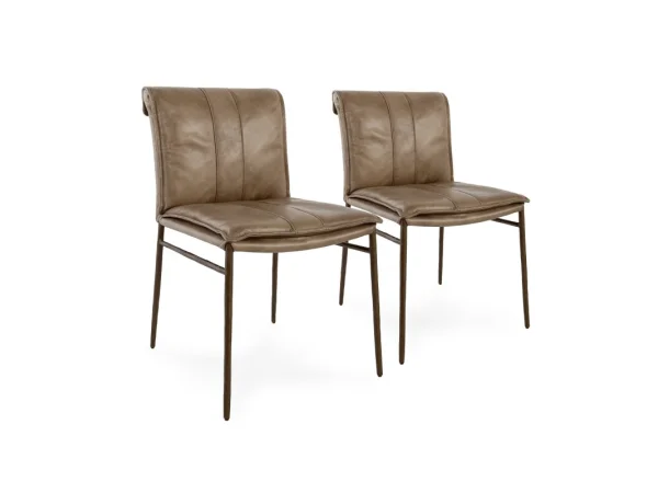 Mayer Leather Dining Chair Set Of 2 Chairs & Benches Adobe Tan