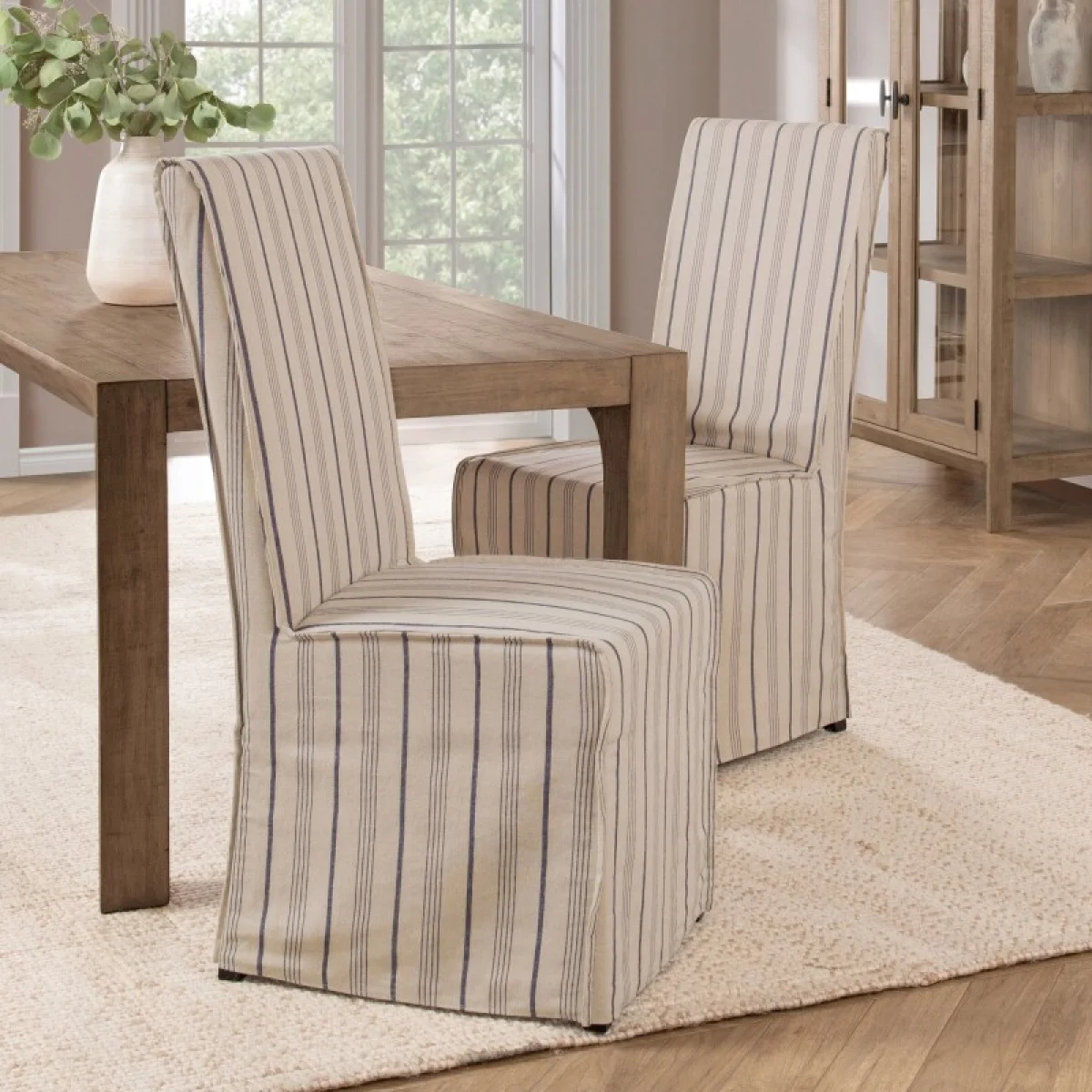 Arianna Upholstered Dining Chair Set Of 2 – Navy Stripe Chairs & Benches Chairs & Benches 13