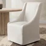 Warwick Upholstered Rolling Dining Chair – Stone Beige Chairs & Benches Chairs & Benches 21