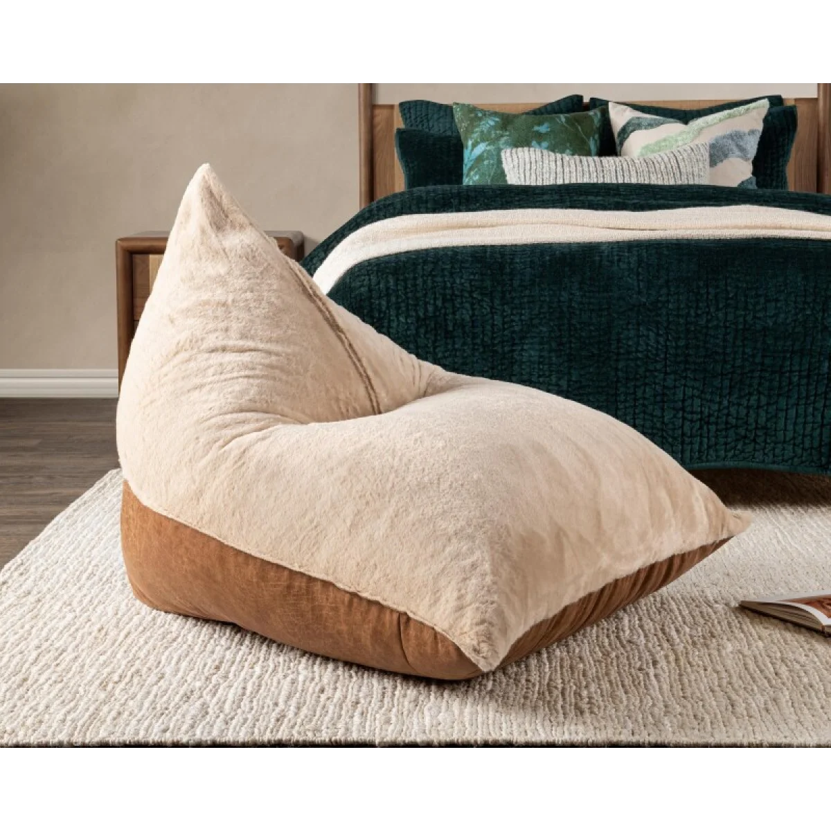 Elle Cotton/leather Teardrop Lounge Chair Chairs Beige/Cognac 13