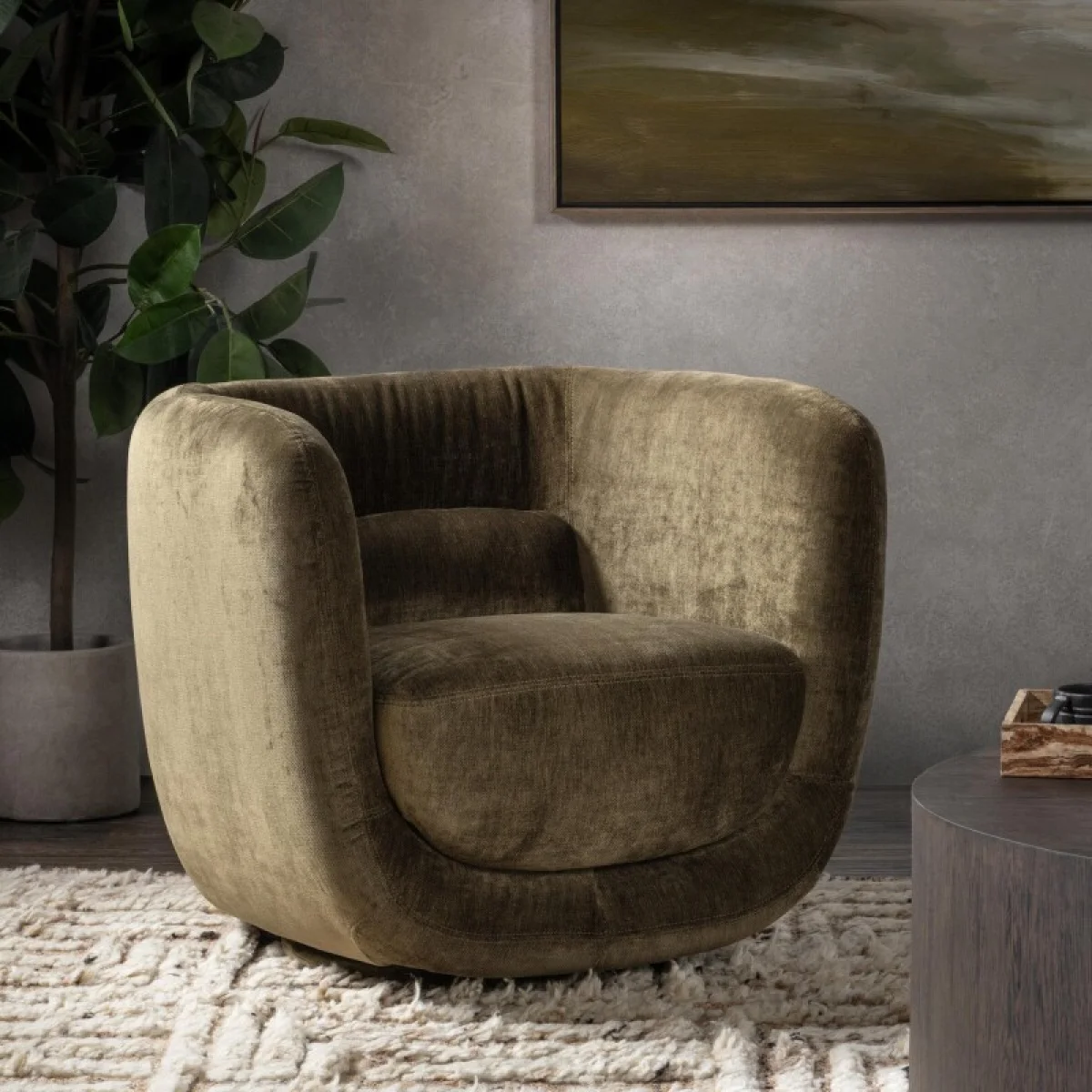 Nico Upholstered Swivel Chair Chairs Brown 10