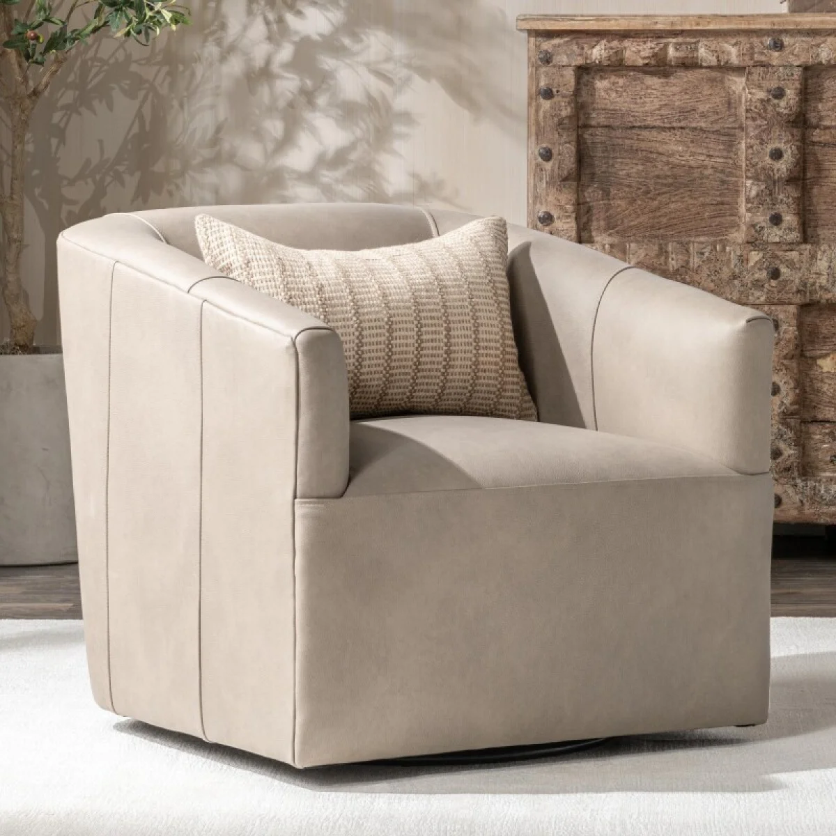 Vernon Leather Swivel Chair Lush Chairs Cashmere 9