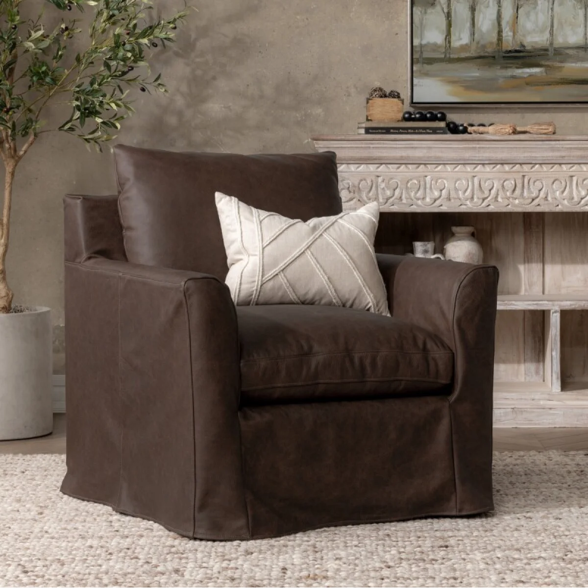 Cassiano Leather Swivel Chair El Paso Chairs Brown 10