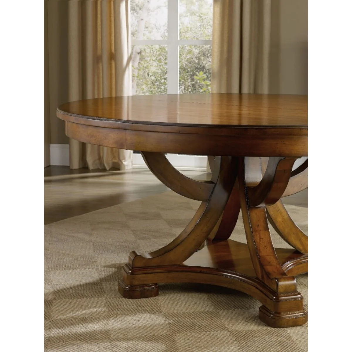 Casual Dining Tynecastle 60in Round Pedestal Dining Table Top w/1-18in Leaf Dining Table Tops Brown 6