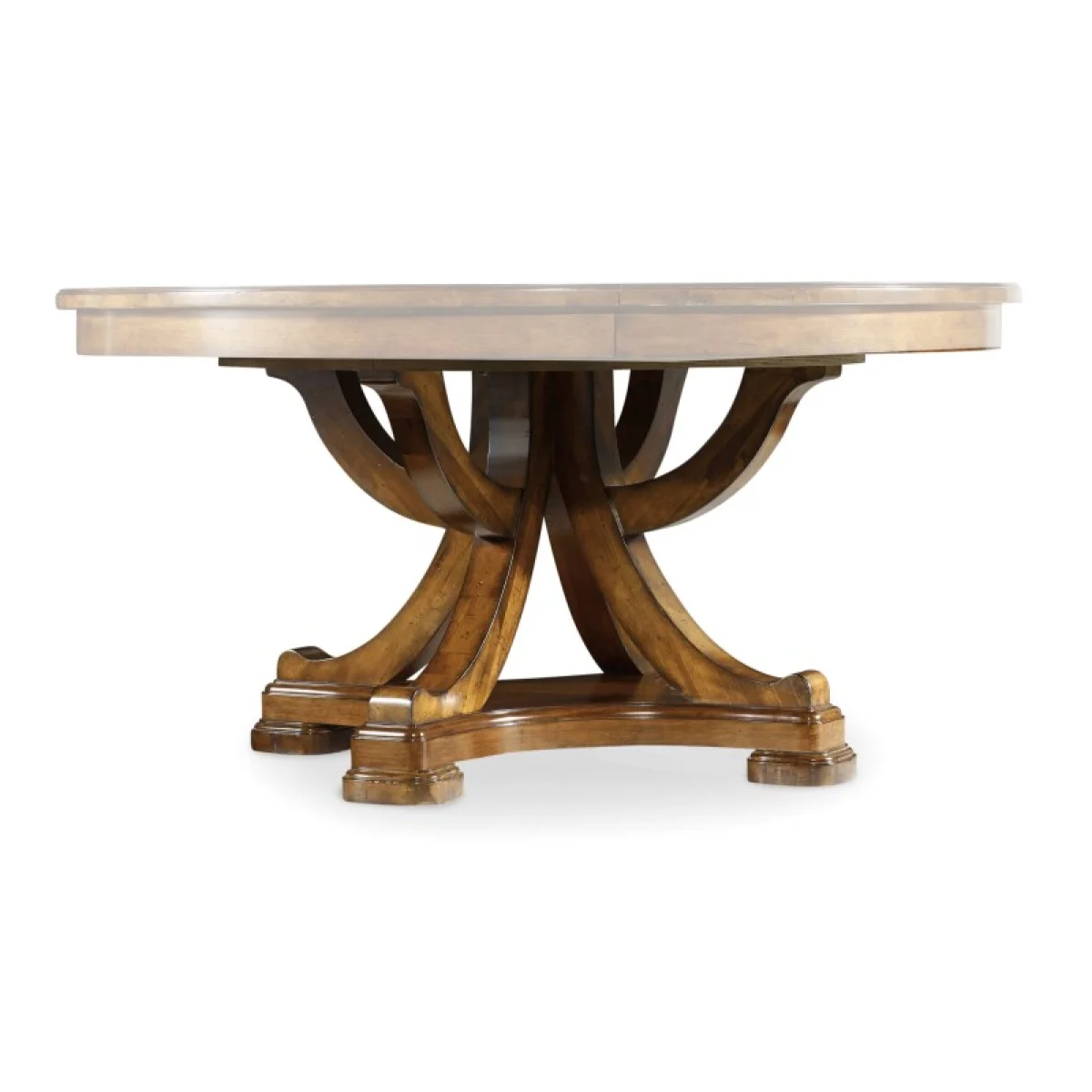 Tynecastle Round Pedestal Dining Table with One 18” Leaf Dining Tables Brown 9