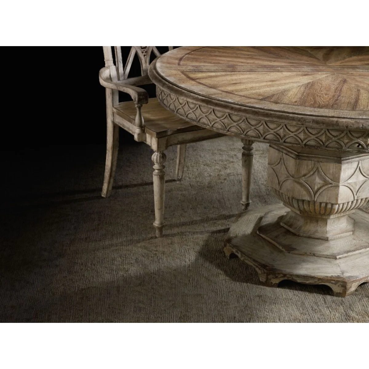 Chatelet Round Dining Table with One 20” Leaf Dining Tables Brown 6