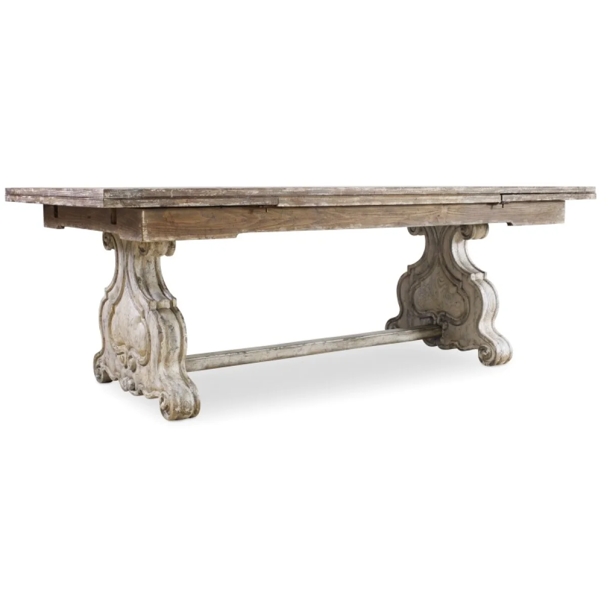 Chatelet Refectory Rectangle Trestle Dining Table with Two 22” Leaves Dining Tables Brown 4