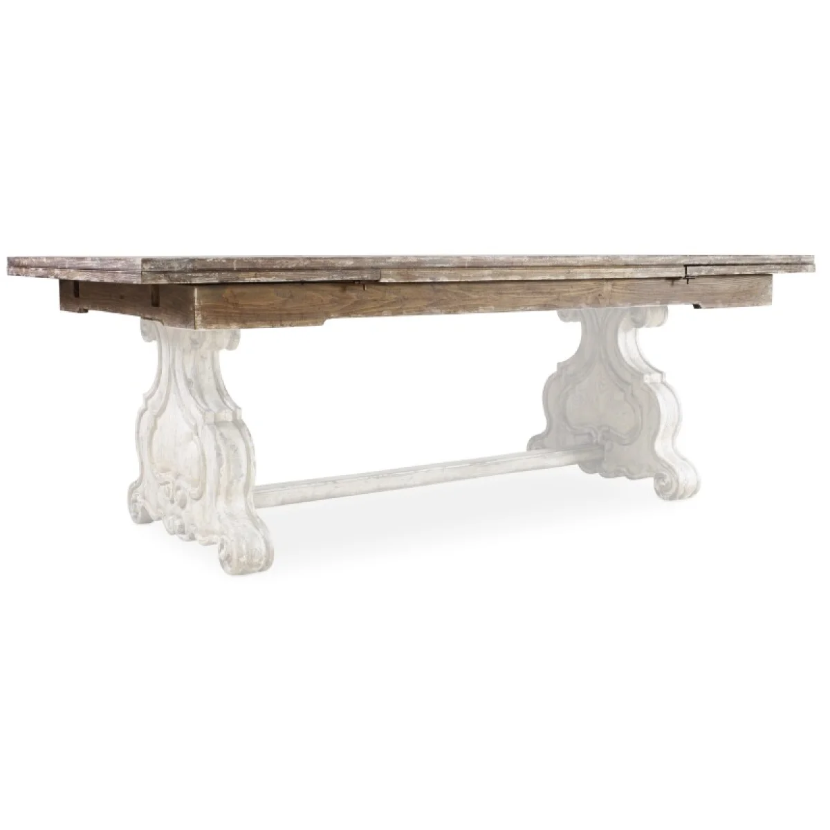 Chatelet Refectory Rectangle Trestle Dining Table with Two 22” Leaves Dining Tables Brown 9