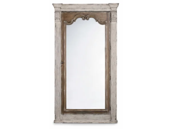 Chatelet Floor Mirror withJewelry Armoire Storage Mirrors Cream