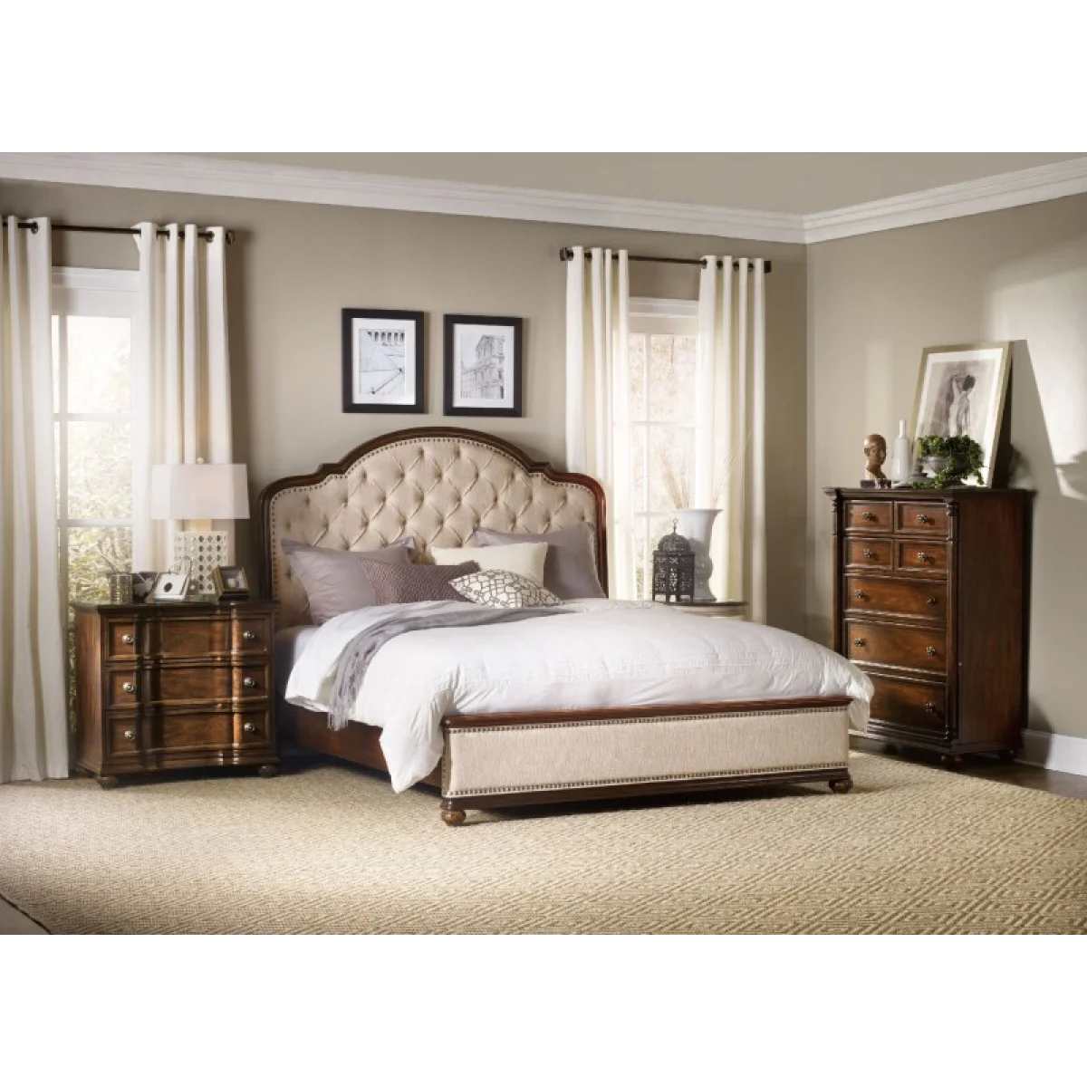 Leesburg King Upholstered Bed with Wood Rails Beds Beds 6