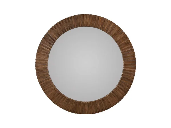 Myrtle Solid Wood Round Mirror – Light Brown Mirrors Artisan Brown