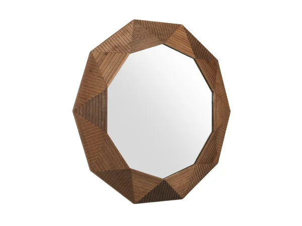 Santa Barbara Solid Wood Round Mirror Mirrors Brown