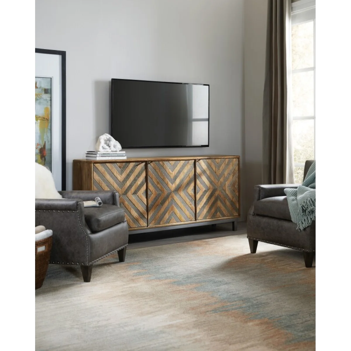 Commerce and Market Serramonte 69in Entertainment/Accent Console Entertainment Stands Brown 7
