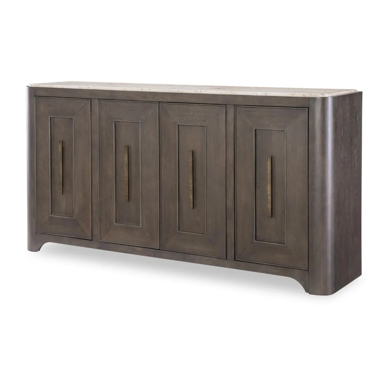 Credenza With Stone Top Dining Storage Brown 4