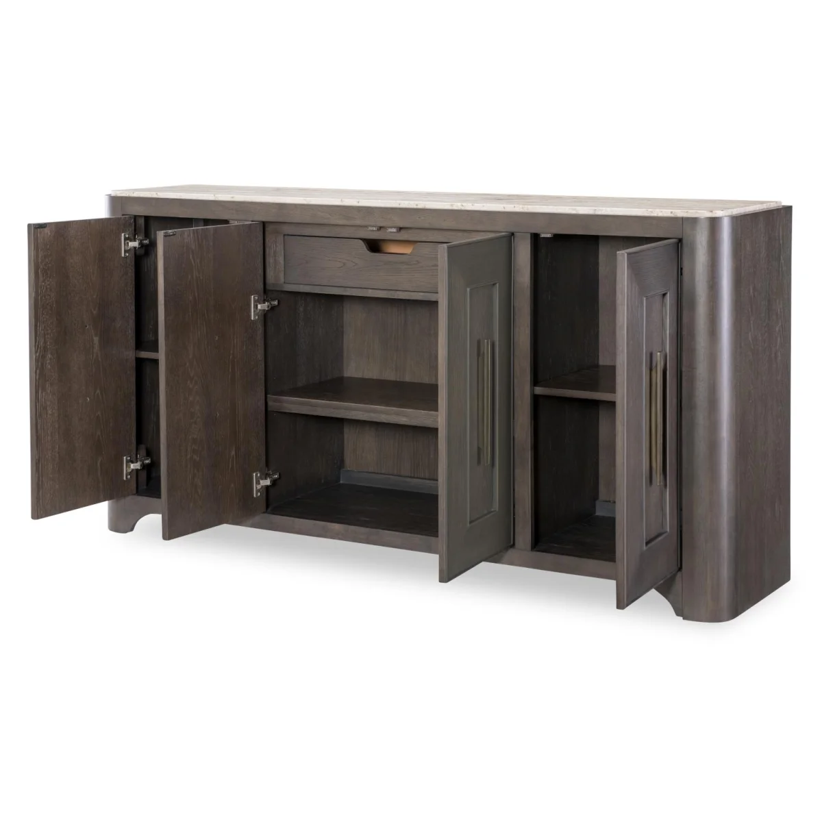 Credenza With Stone Top Dining Storage Brown 7
