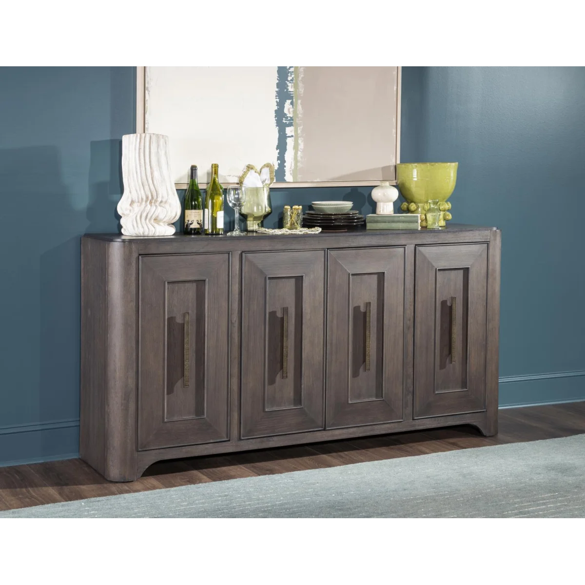 Credenza With Wood Top Dining Storage Brown 7
