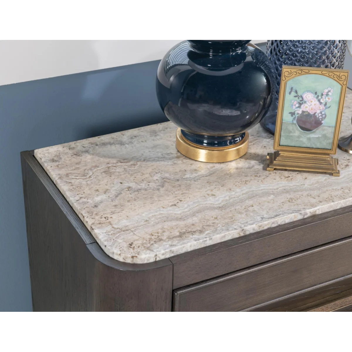 2 Drawer Nightstand With Stone Top Nightstands Brown 8