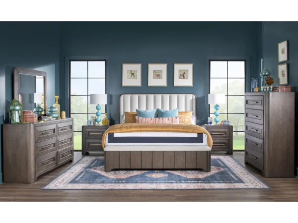 Complete Queen Uph Bed 5/0, 6 Drawer Dresser, Mirror, 2 Drawer Nightstand With Wood Top Bedroom Sets Bedroom Sets