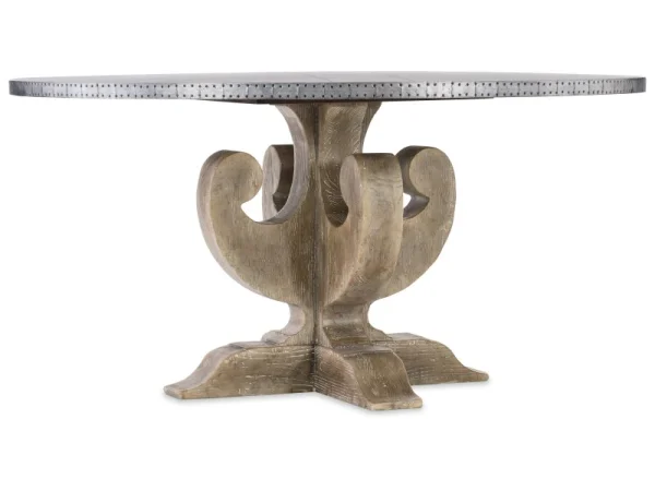 Boheme Ascension 60in Zinc Round Dining Table Dining Tables Brown