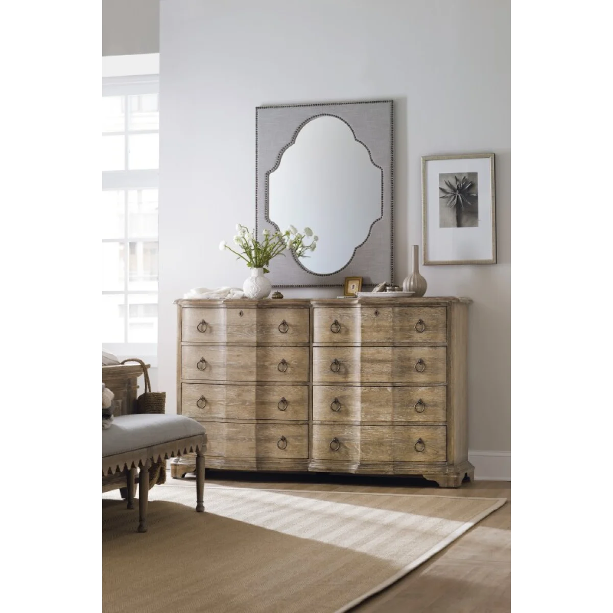 Boheme Nourmand Linen Wrapped Mirror Bedroom Mirrors Gray 6