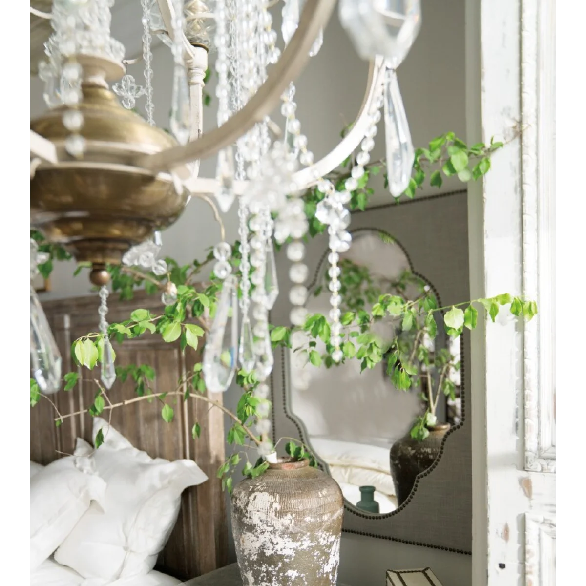Boheme Nourmand Linen Wrapped Mirror Bedroom Mirrors Gray 7