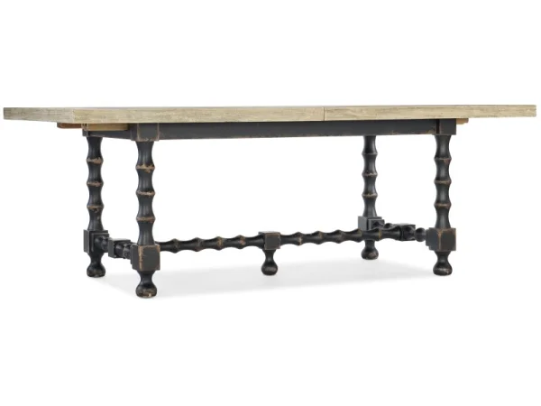 Ciao Bella 84in Trestle Table with 2-18in Leaves-Flaky White/Black Dining Tables black