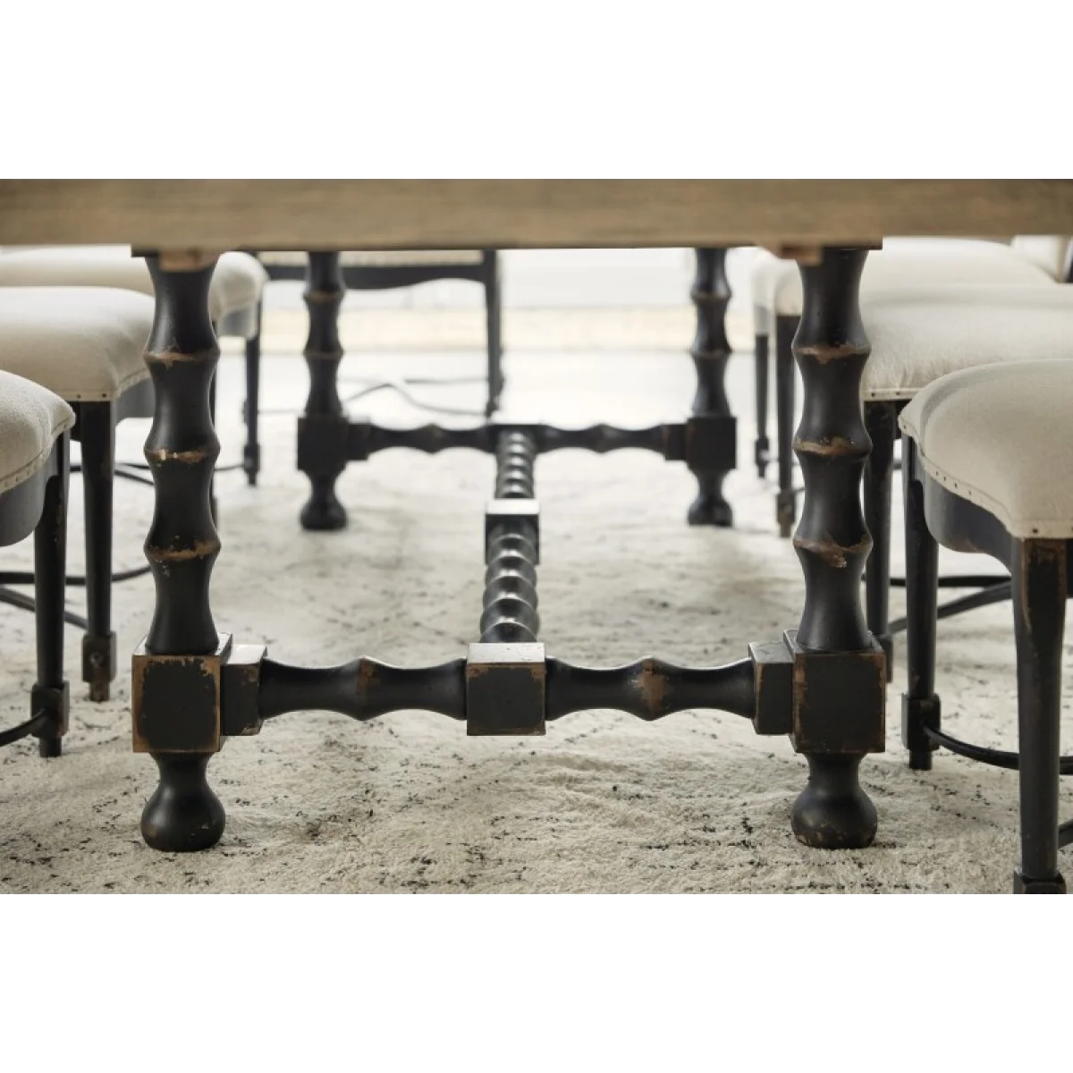 Ciao Bella 84in Trestle Table with 2-18in Leaves-Flaky White/Black Dining Tables black 13