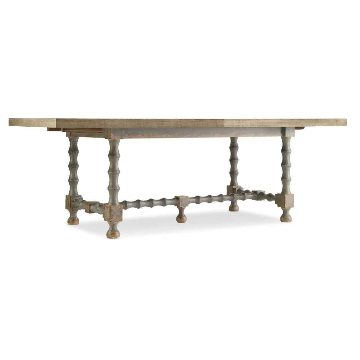 Ciao Bella 84in Trestle Table with 2-18in Leaves-Natural/Gray Dining Tables Brown 4