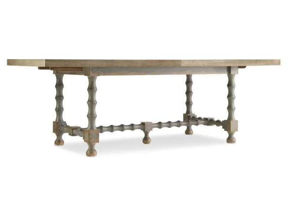 Ciao Bella 84in Trestle Table with 2-18in Leaves-Natural/Gray Dining Tables Brown