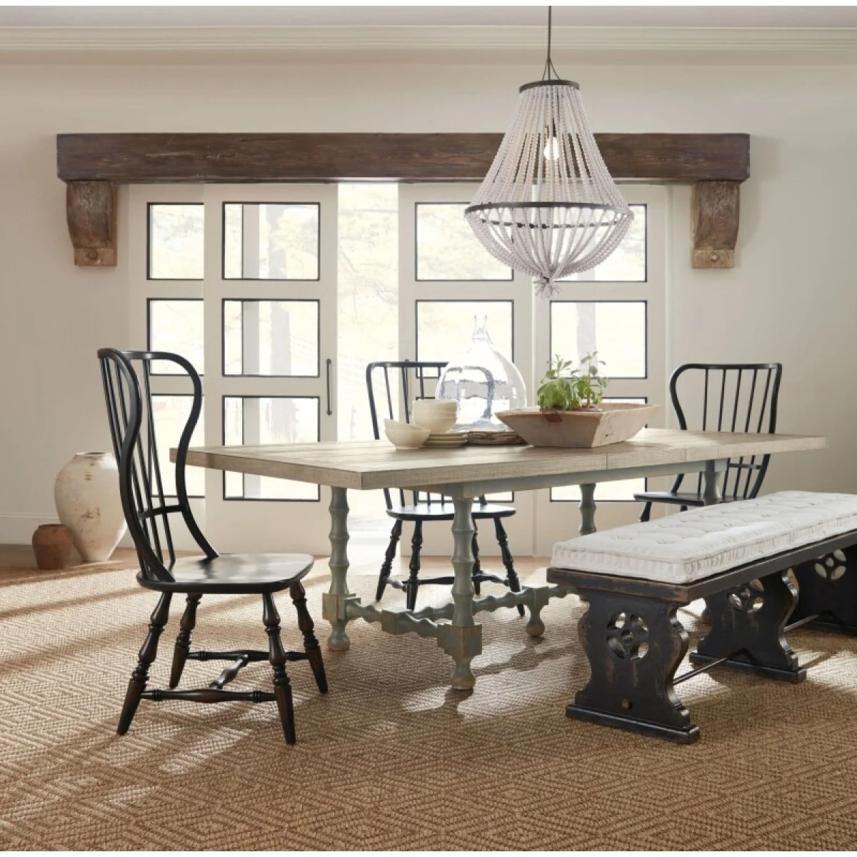 Ciao Bella 84in Trestle Table with 2-18in Leaves-Natural/Gray Dining Tables Brown 7