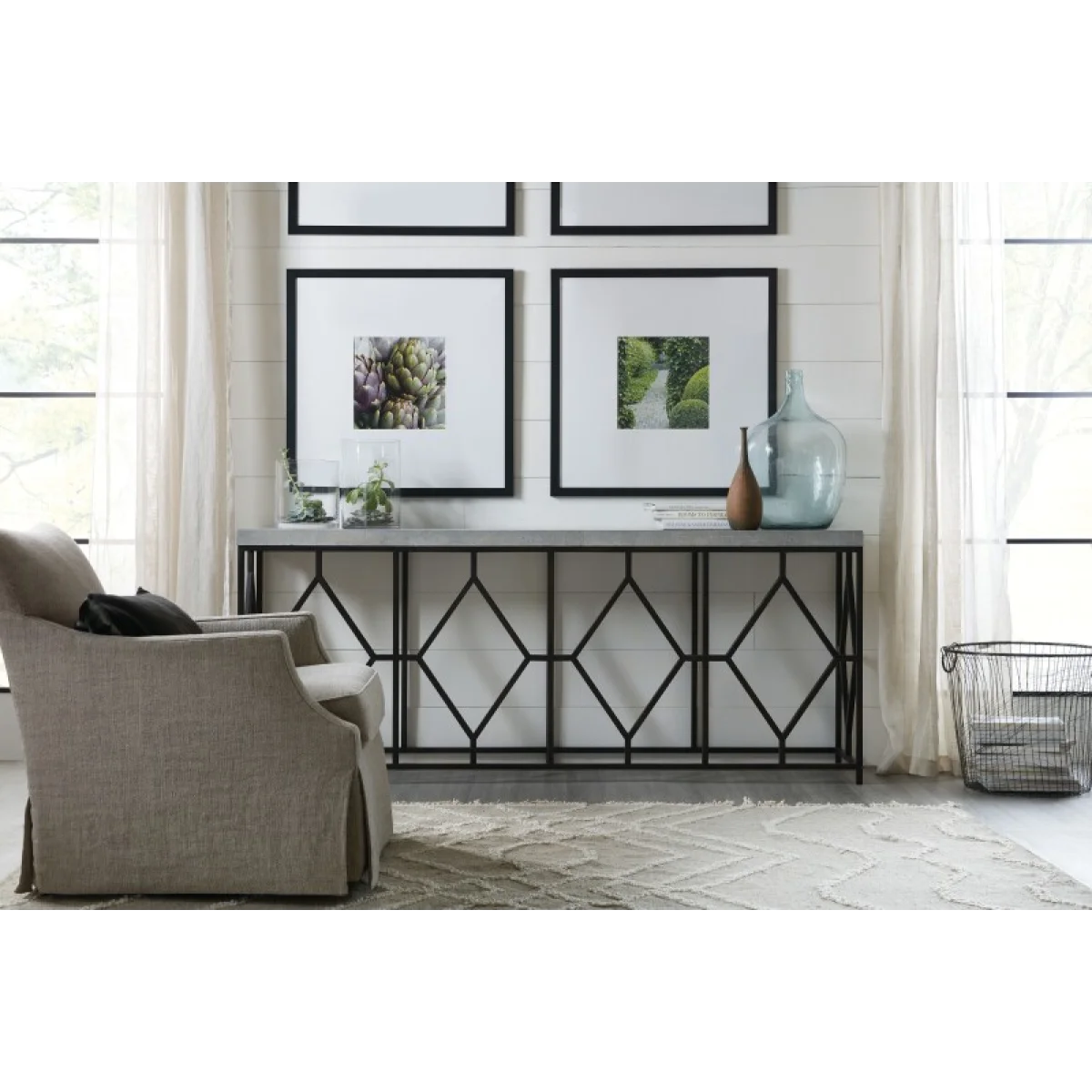 Ciao Bella Metal and Faux Concrete Console Table Console Tables black 9