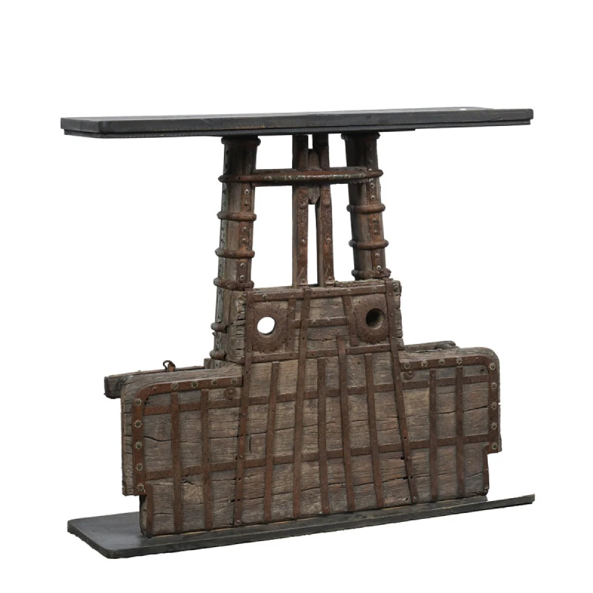 45″ Reclaimed Wood Cart Console Table Console Tables Brown 4