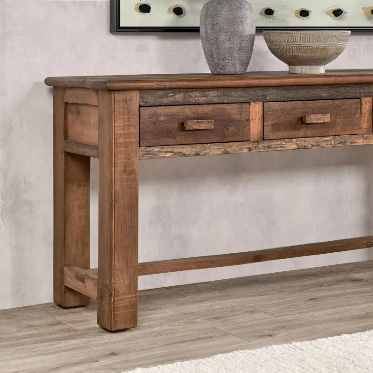 Ezra Reclaimed Wood 6dwr Console Table Console Tables Brown 15