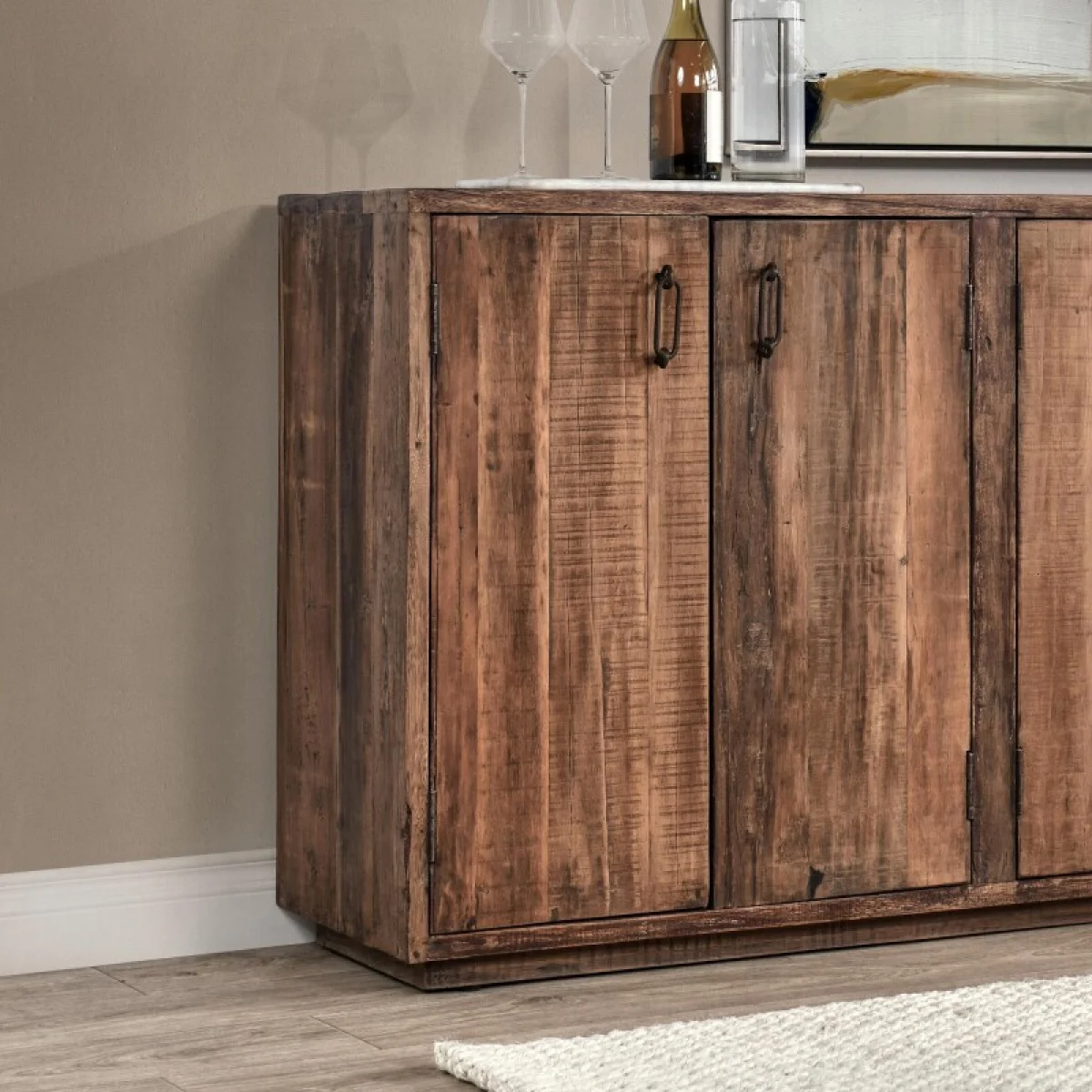 Cleo Reclaimed Wood 6dr Cabinet Dining Storage Brown 13