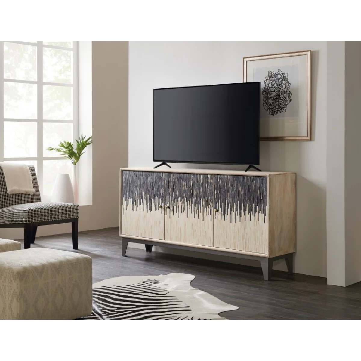 5936-55 Three Door Console Entertainment Stands Cream 8