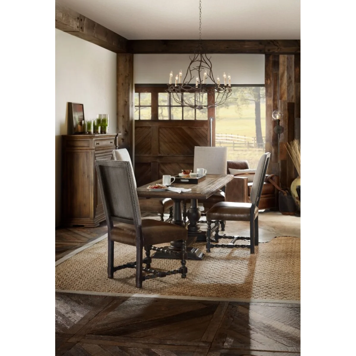 Hill Country Balcones 60in Friendship Table with 2-12in Leaves Dining Tables Brown 7