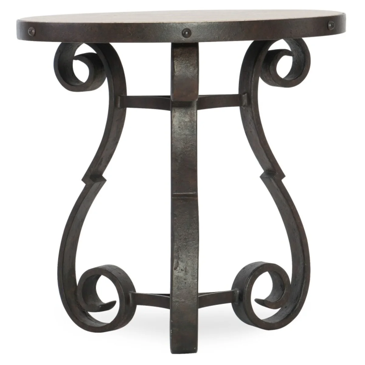 Hill Country Luckenbach Metal and Stone End Table End tables Blacks 4