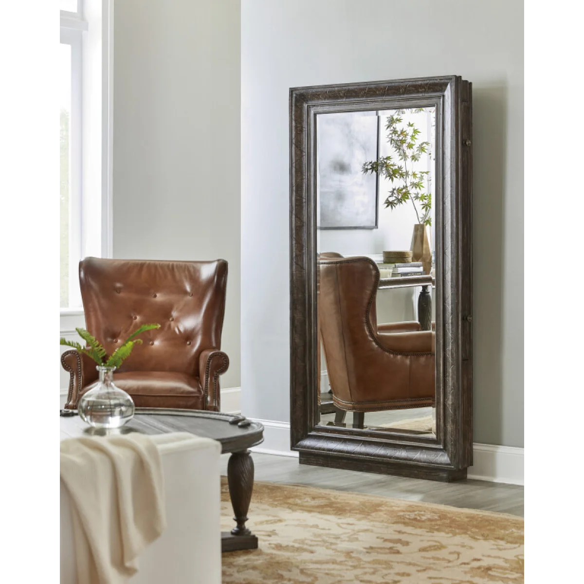 Traditions Floor Mirror withhidden jewelry storage Mirrors Brown 9