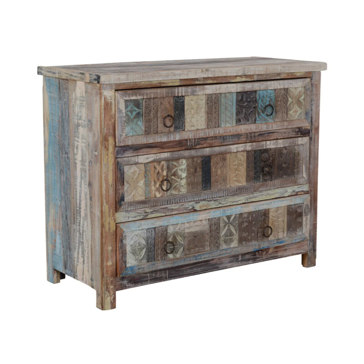 Baltim Reclaimed Wood 3dwr Print Block Cabine Dining Storage Brown 4
