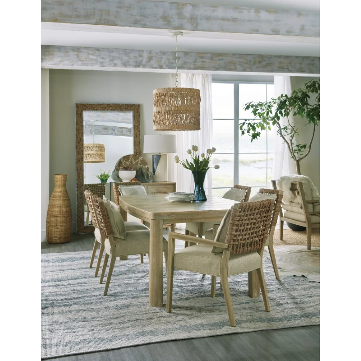 Surfrider Rectangle Dining Table with 1-18in Leaf Dining Tables Brown 8