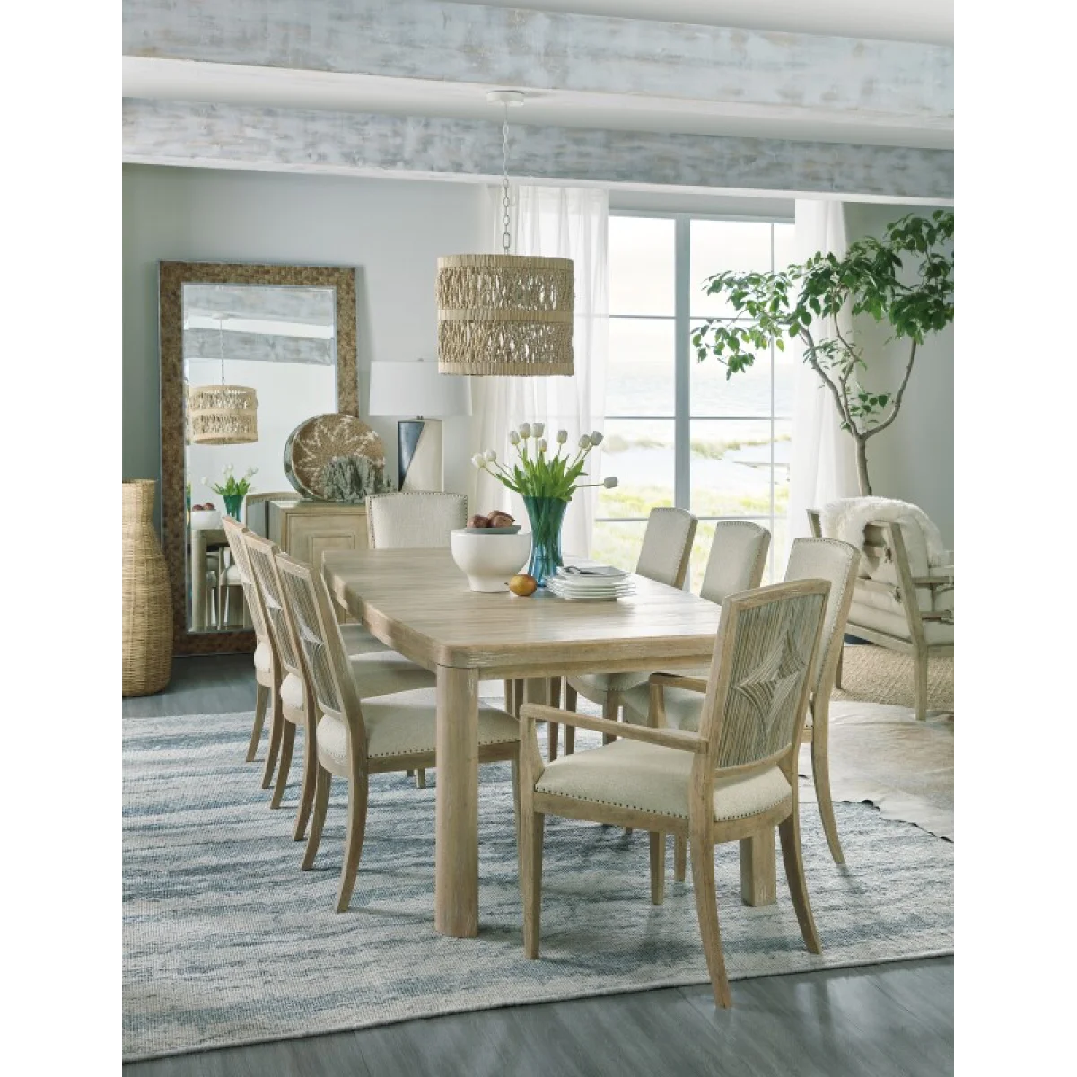 Surfrider Rectangle Dining Table with 1-18in Leaf Dining Tables Brown 9