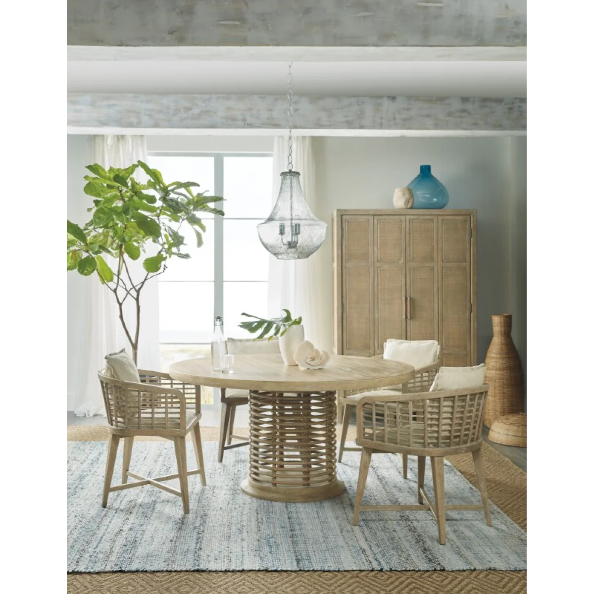 Surfrider 60in Rattan Round Dining Table Dining Tables Brown 7