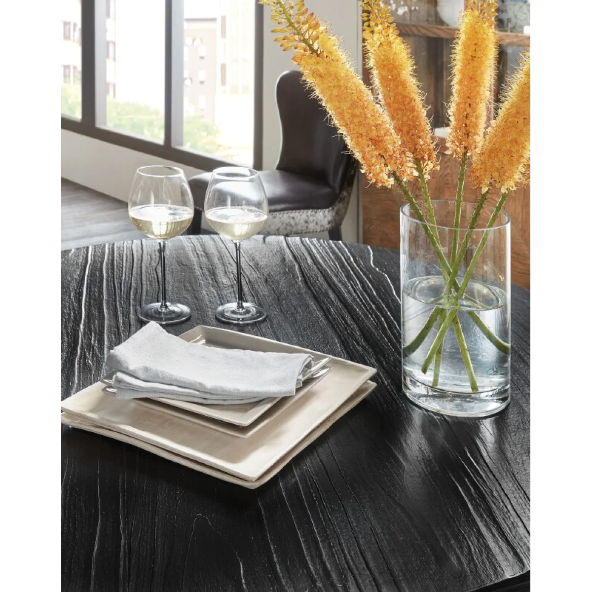 Chapman Shou Sugi Ban Petite Round Dining Table Dining Tables black 9