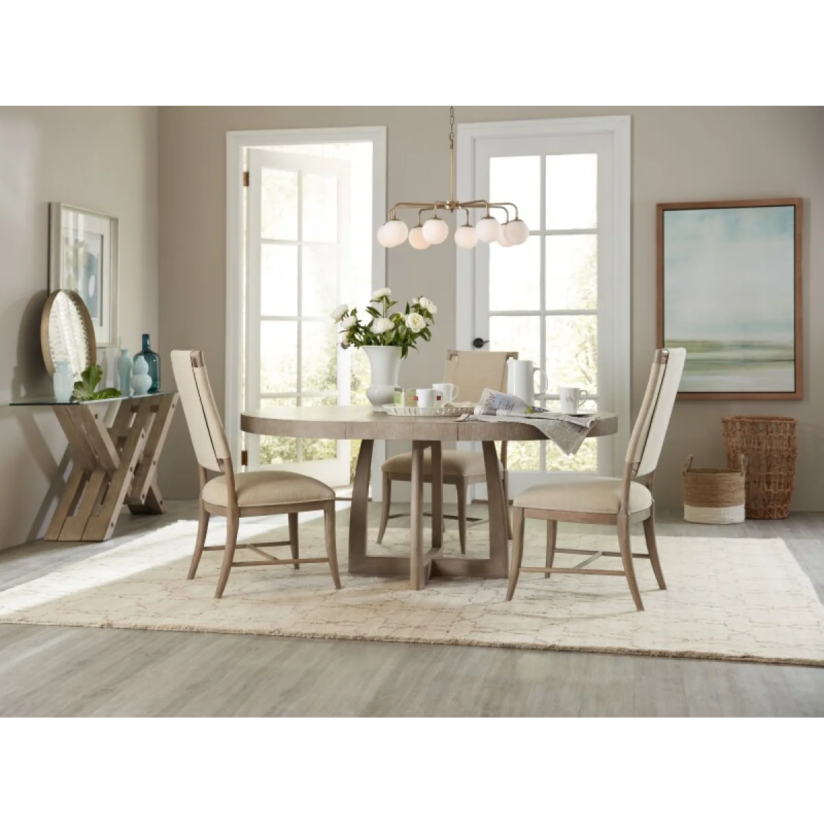 Affinity 48in Round Pedestal Dining Table with 1-18in Leaf Dining Tables Dining Tables 10