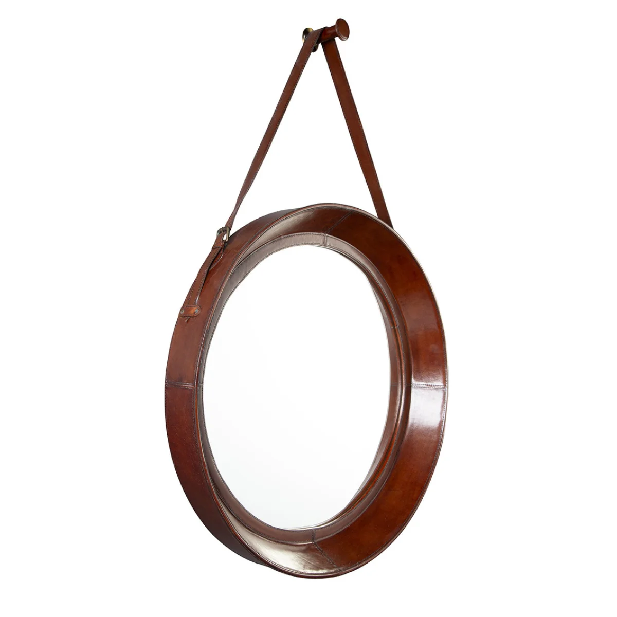 Milo Round Hanging Mirror Mirrors Brown 4